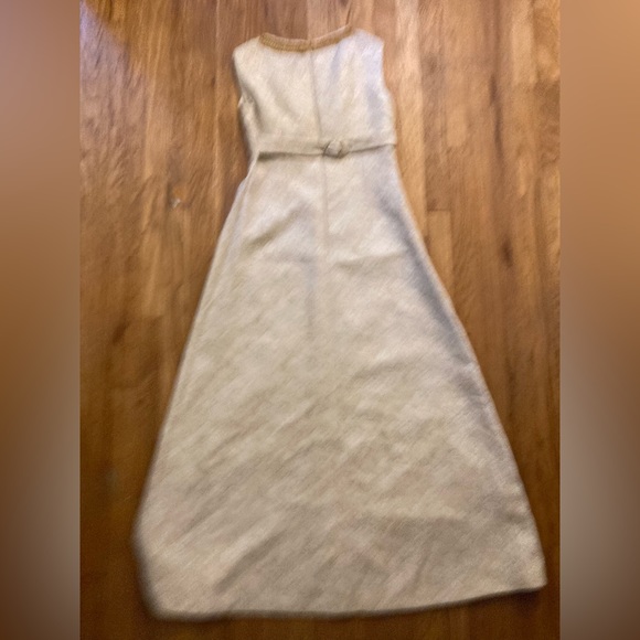 Vintage 1960s 1970s does Regency Quilted Gold and Cream Dress Size Small - Picture 5 of 11